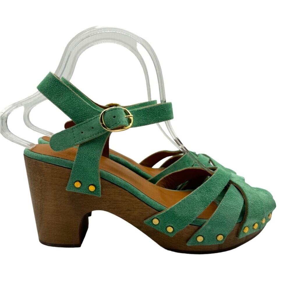 SEZANE Isabelle Green Suede Clogs Sandals 36 6 - Picture 3 of 12